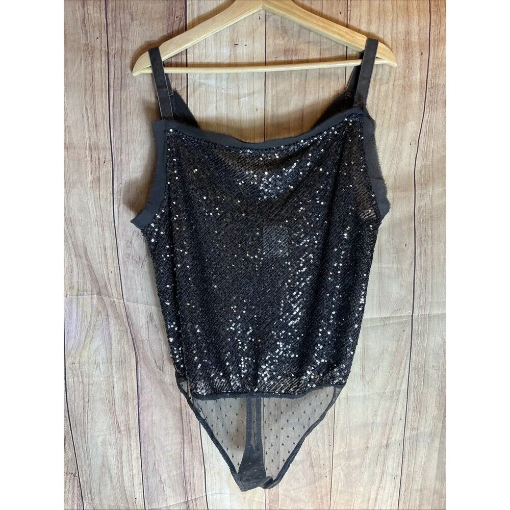 Free People Bodysuit Womens Medium Sequin Spark Party Event Concert 170/96A